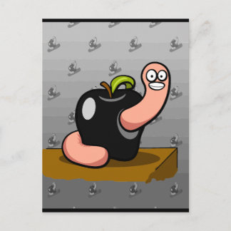 Happy Worm in Black Apple Postkarte