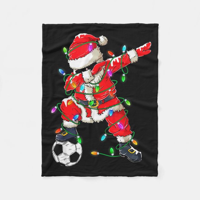 Happy Xmas Dabbing Santa Soccer Christmas Pajamas  Fleecedecke (Vorderseite)