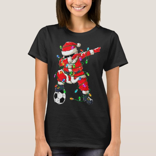 Happy Xmas Dabbing Santa Soccer Christmas Pajamas  T-Shirt (Vorderseite)