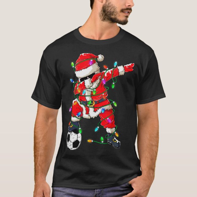 Happy Xmas Dabbing Santa Soccer Christmas Pajamas  T-Shirt (Vorderseite)
