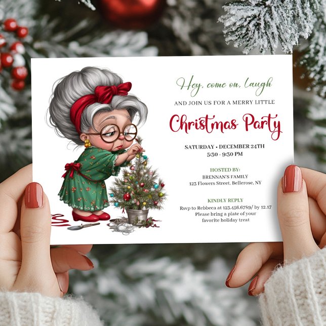 Happy Xmas Grandma Cute Cartoon Party Invitation Einladung (Happy Xmas Grandma Cute Cartoon Party Invitation)