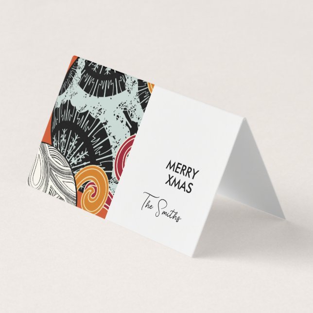 Happy Xmas Karte im japanischen Stil mit roten Kug (Vorderseite)