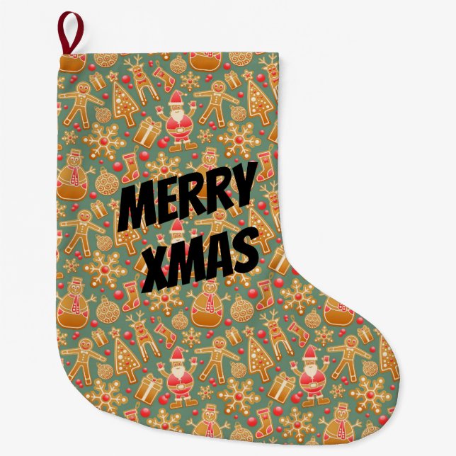 Happy Xmas Santa Großer Weihnachtsstrumpf (Vorderseite)