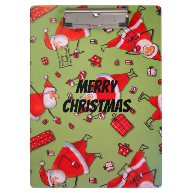 Happy Xmas Santa Klemmbrett (Vorderseite)
