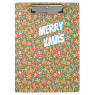 Happy Xmas Symbols Klemmbrett