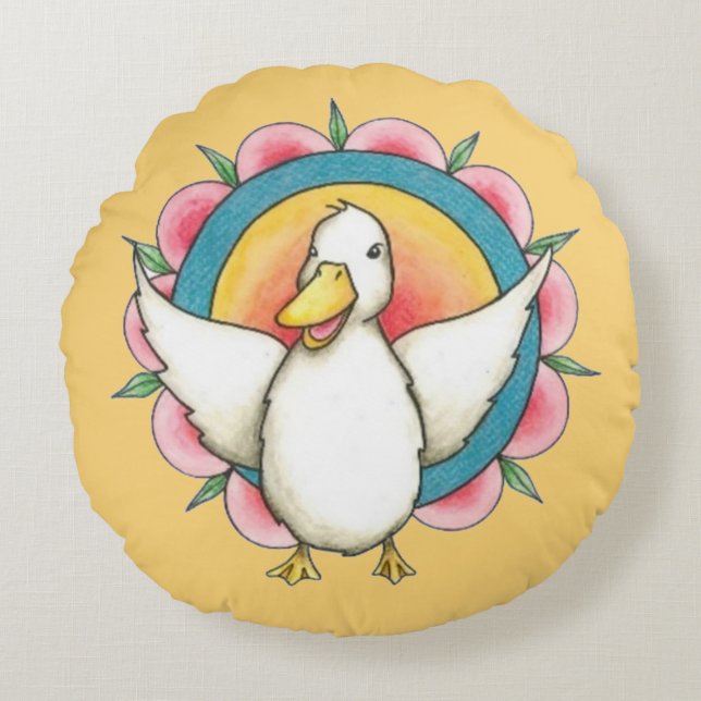 Happy Yaneshwari Round Pillow Rundes Kissen (Vorderseite)