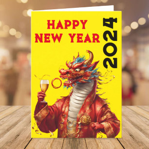 Happy Year of the Dragon Chinese Lunar Jahr 2024 Feiertagskarte