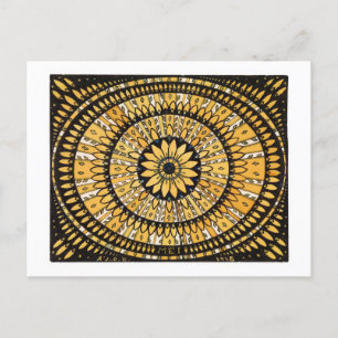 Happy Yellow Blume Sunburst / Rosette Postkarte