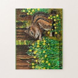 Happy Yellow Daisy Chipmunk Puzzle