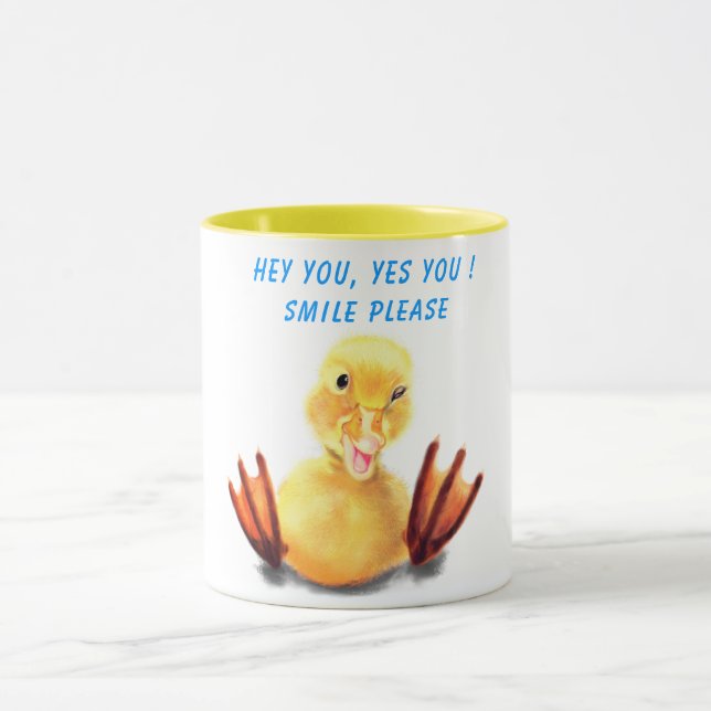 Happy Yellow Duck Funny Mug - Benutzerdefinierter  Tasse (Zentrum)