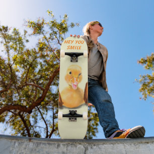 Happy Yellow Duck Skateboard - Lächeln - Dein Text