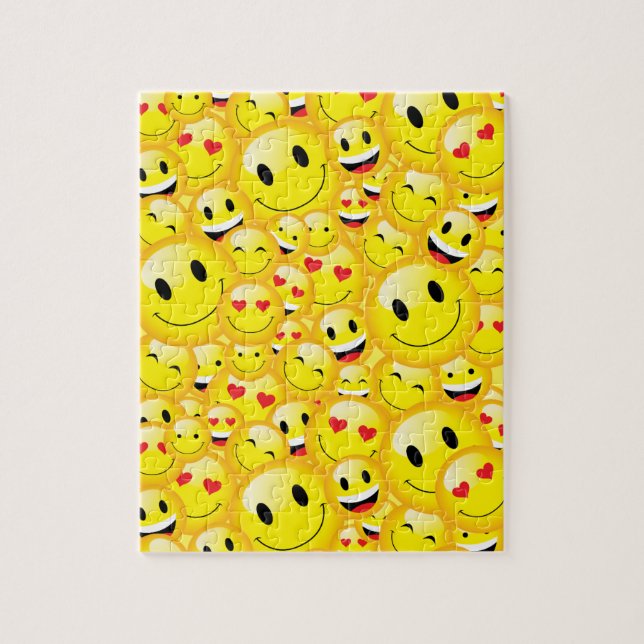 Happy Yellow Emoji Lächelnde Gesichter jubeln auf Puzzle (Vertikal)