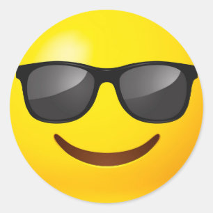 Happy Yellow Emoji mit Sonnenbrille Runder Aufkleber