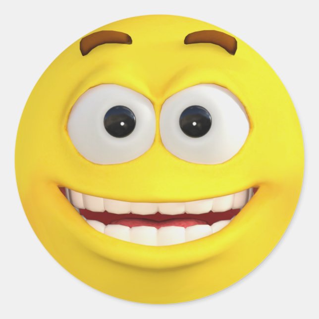 Happy Yellow Emoji Runder Aufkleber (Vorderseite)