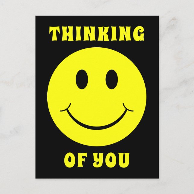 Happy Yellow Face Denken Sie an Sie Postkarte (Vorderseite)