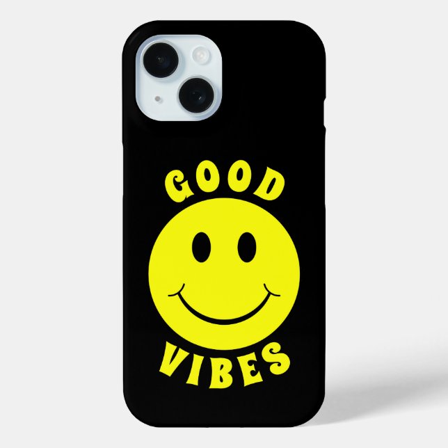 Happy Yellow Face Good Vibes Case-Mate iPhone Hülle (Rückseite)