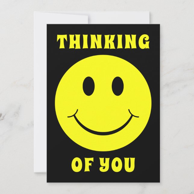 Happy Yellow Face Thinking of You Card Dankeskarte (Vorderseite)