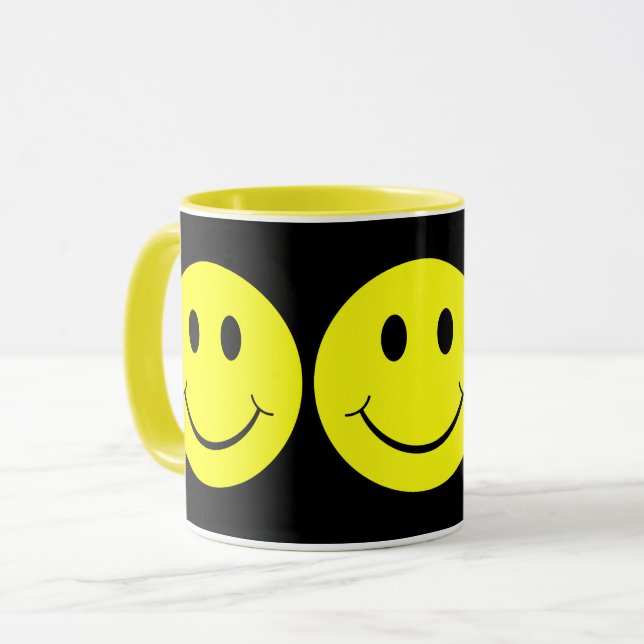 Happy Yellow Faces Black Tasse (Vorderseite Links)