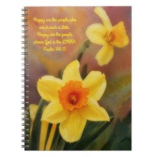 Happy Yellow Flowers Faith Bible Verse Journal Notizblock