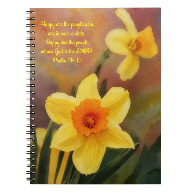 Happy Yellow Flowers Faith Bible Verse Journal Notizblock (Vorderseite)