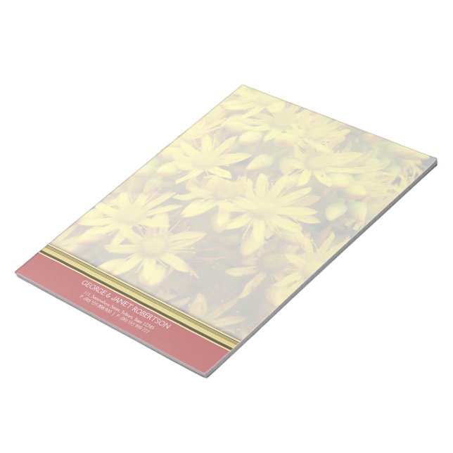 Happy Yellow Flowers Personalisiert Notepad Notizblock (angewinkelt)