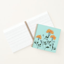 Happy Yellow Flowers Square Notebook Notizbuch