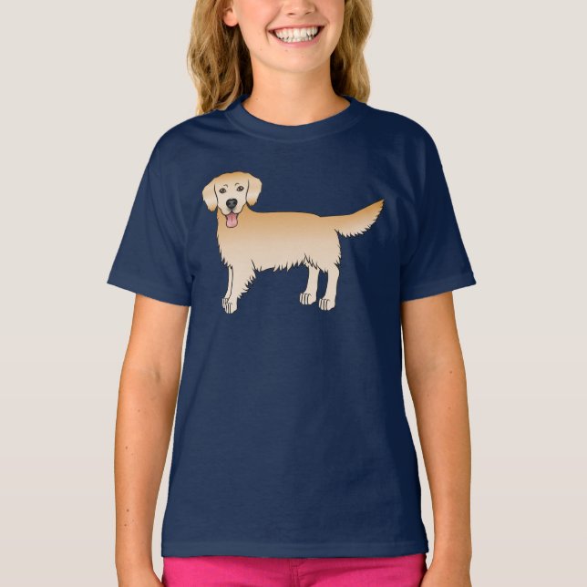 Happy Yellow Golden Retriever Niedlich Cartoon Dog T-Shirt (Vorderseite)