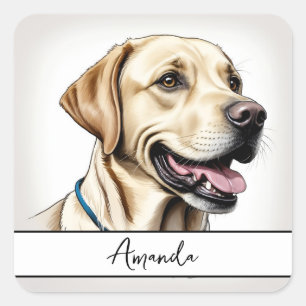 Happy Yellow Nah Up Labrador Retriever Quadratischer Aufkleber