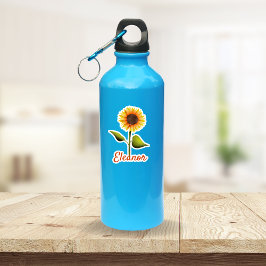 Happy Yellow Orange Sunflower Personalisiert Name Aufkleber