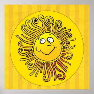 Happy Yellow Sun Lächeln Poster
