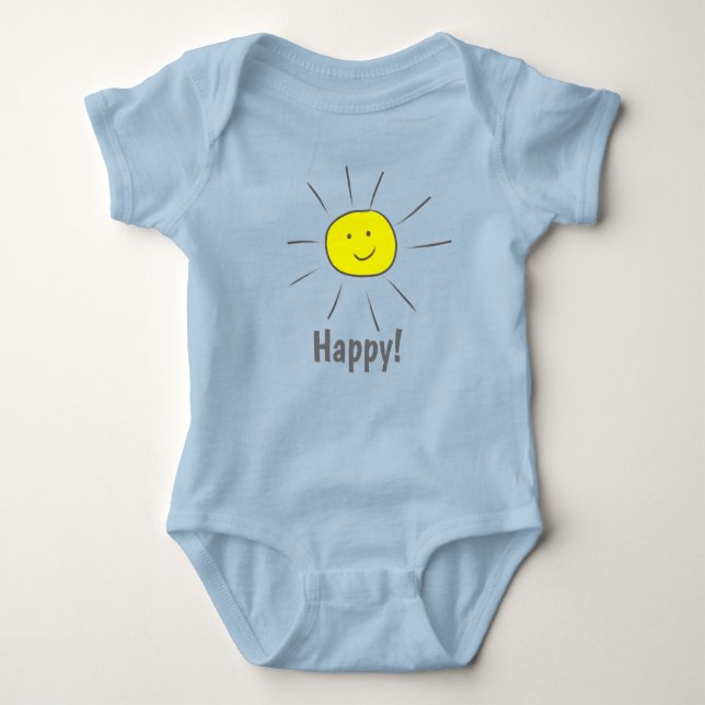 Happy Yellow Sun mit Smiley - Baby Strampler (Vorderseite)