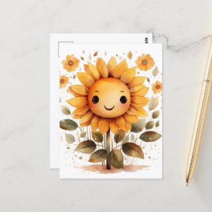 Happy Yellow Sunflower Postkarte