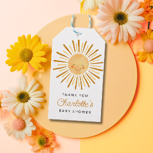 Happy Yellow Sunshine Baby Dusche Danke Geschenkanhänger
