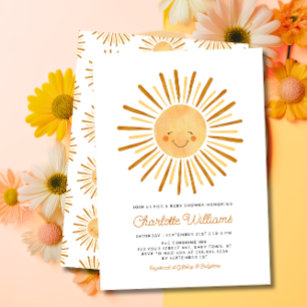 Happy Yellow Sunshine Boho Baby Shower Einladung
