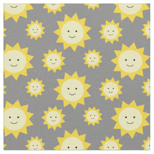 Happy Yellow Sunshine Grauer Hintergrund Stoff