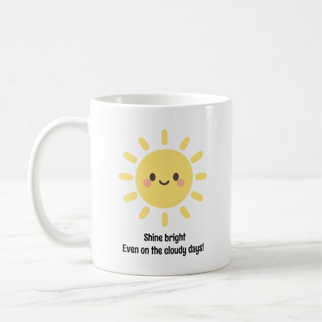 Happy Yellow Sunshine mit einem lächelnden Gesicht Kaffeetasse (Links)