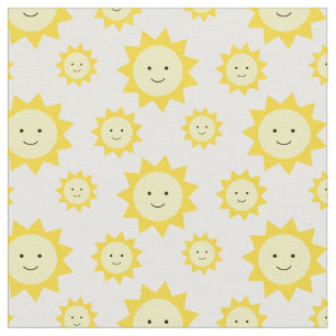 Happy Yellow Sunshine Weißer Hintergrund Stoff