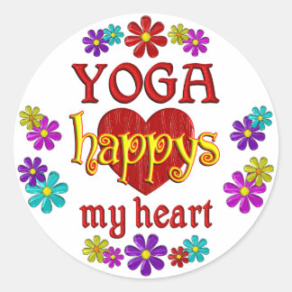 Happy Yoga Runder Aufkleber