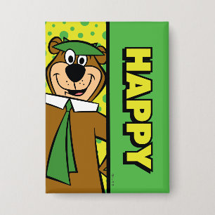 Happy Yogi Bear Button