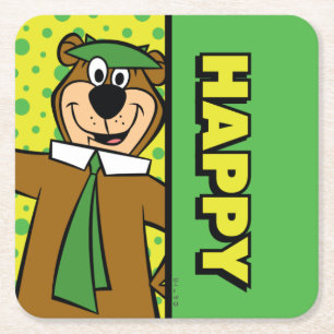 Happy Yogi Bear Rechteckiger Pappuntersetzer