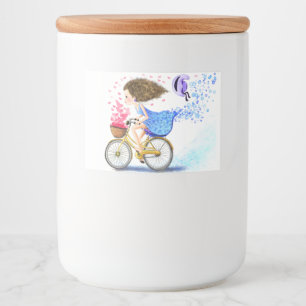Happy Young Girl on a Bike - Romantische Liebe Her Lebensmitteletikett