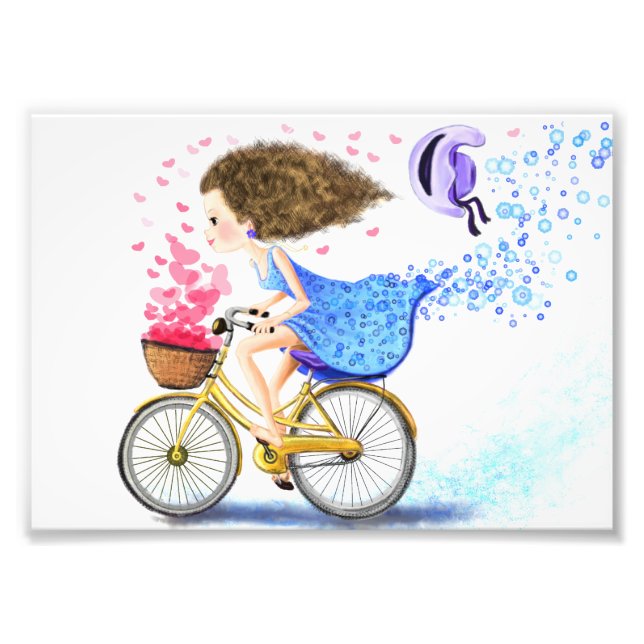 Happy Young Girl with Bike Poster (Vorne)