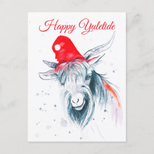 Happy Yuletide Christmas Goat Holiday Postcard Feiertagspostkarte