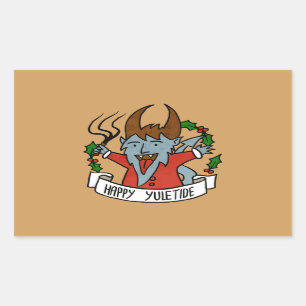 Happy Yuletide Krampus Rechteckiger Aufkleber