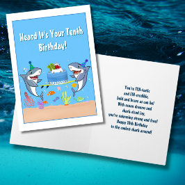 Happy Zehnte Birthday Sharks mit Cake Card Karte
