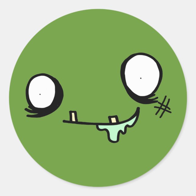 Happy Zombie Face Runder Aufkleber (Vorderseite)