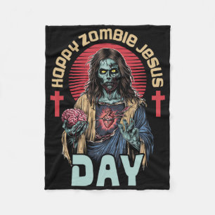 Happy Zombie Jesus Day Skeleton Horror Christ Hall Fleecedecke