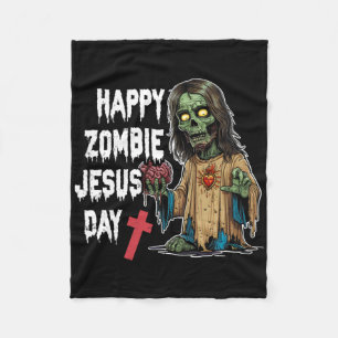 Happy Zombie Jesus Day Skeleton Horror Christ Hall Fleecedecke