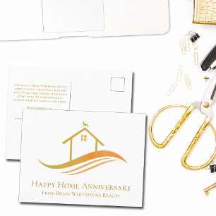 Happy Zuhause Anniversary Chic Gold House Real Anw Postkarte