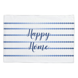 Happy Zuhause Blue Stripes Weißer Pillowcase Kissenbezug